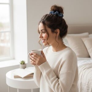 3/$12 Chic Blue & White Hair Scrunchie